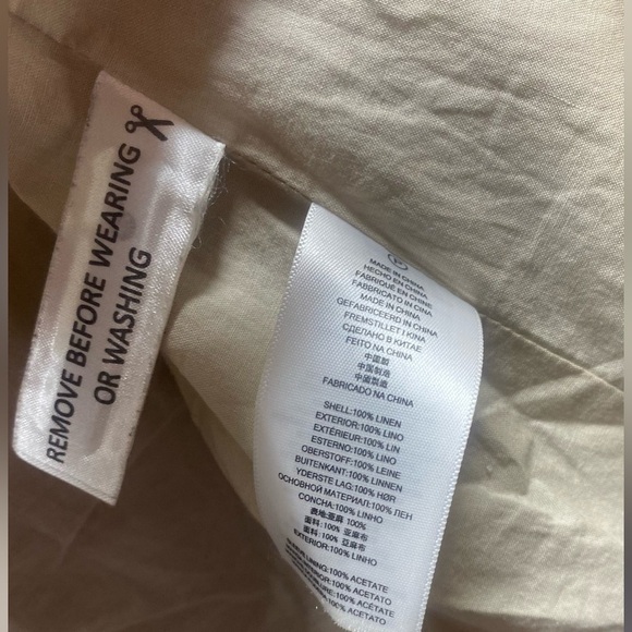 Michael Kors Linen Khaki Blazer with Ruched Sleeves sz M - Picture 3 of 12